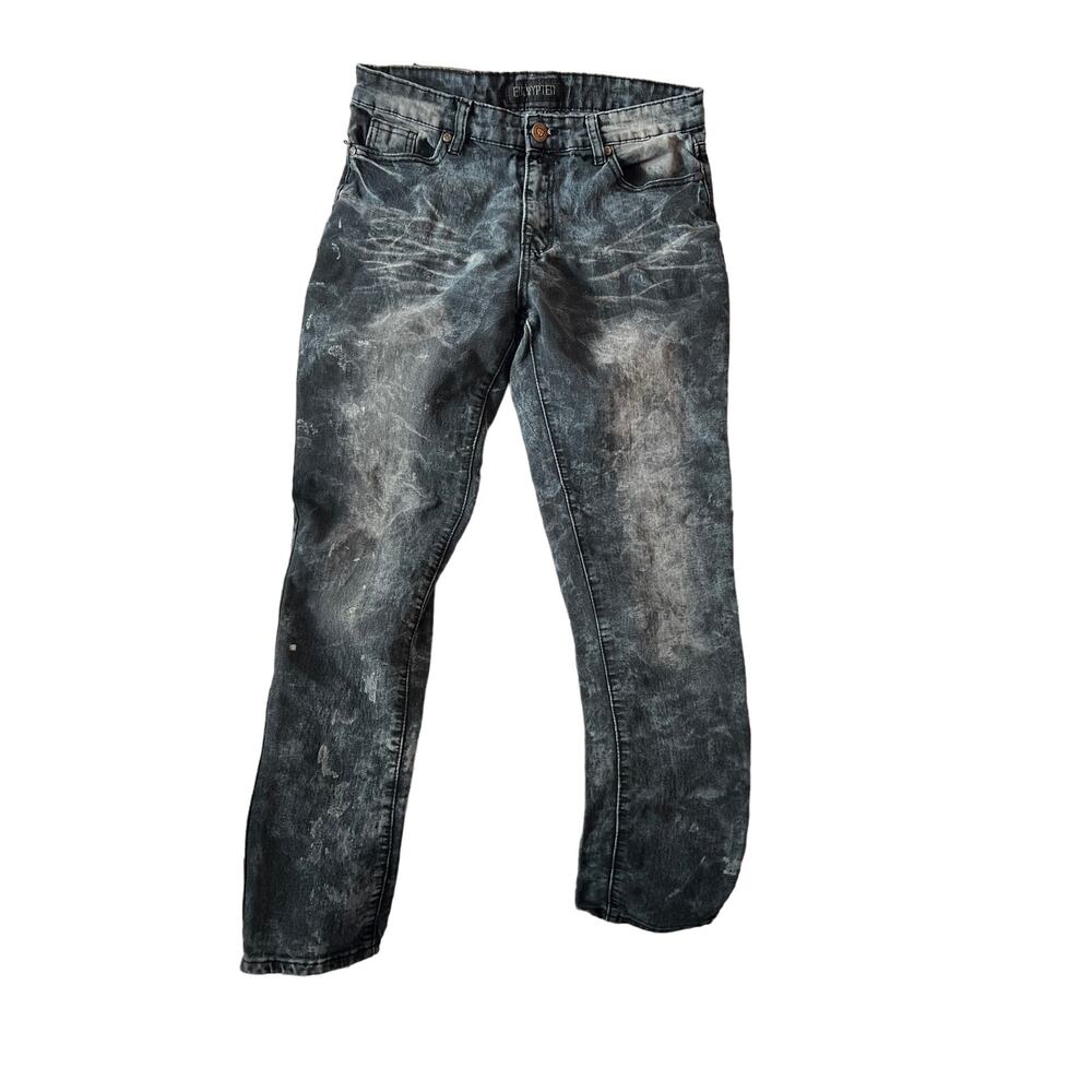 Encrypted Distressed Regular Straight Fit Jeans Mens 34x29